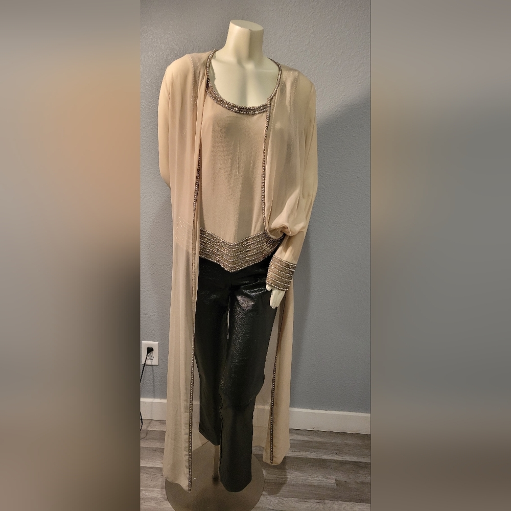 JKARA New York Cream Elegant 2 Piece Only  Beaded Suit Set Size 12